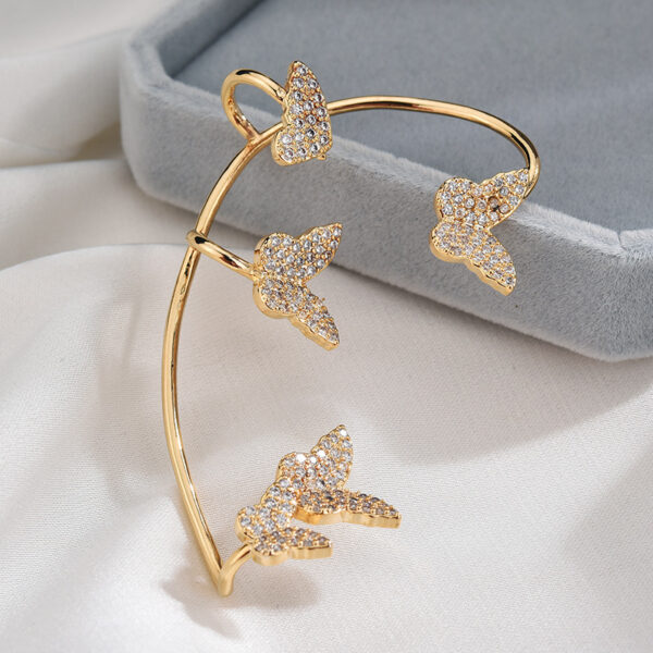 Fashion Gold Metal Butterfly Ear Clips Sparkling Zircon Without Piercing Ear Cuff Clip Earrings For Women Jewelry Gift - Image 9